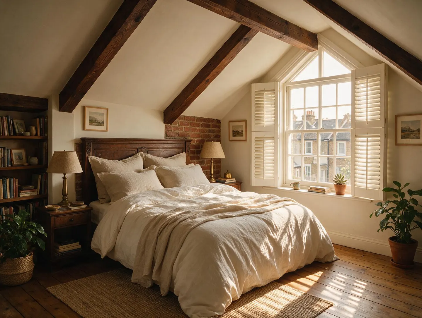 Loft conversion gable window with bespoke shaped shutters